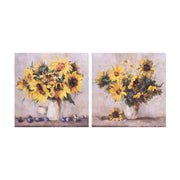 Melrose Sunflower Vase Canvas Wall Art 32"L (Set of 2), Yellow/Brown - 96226DS