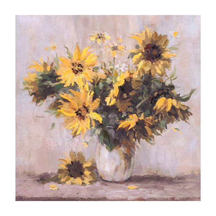 Melrose Sunflower Vase Canvas Wall Art 32"L (Set of 2), Yellow/Brown