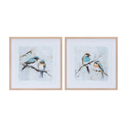 Melrose Framed Bird Couple Wall Print (Set of 2), Blue/White - 96234DS