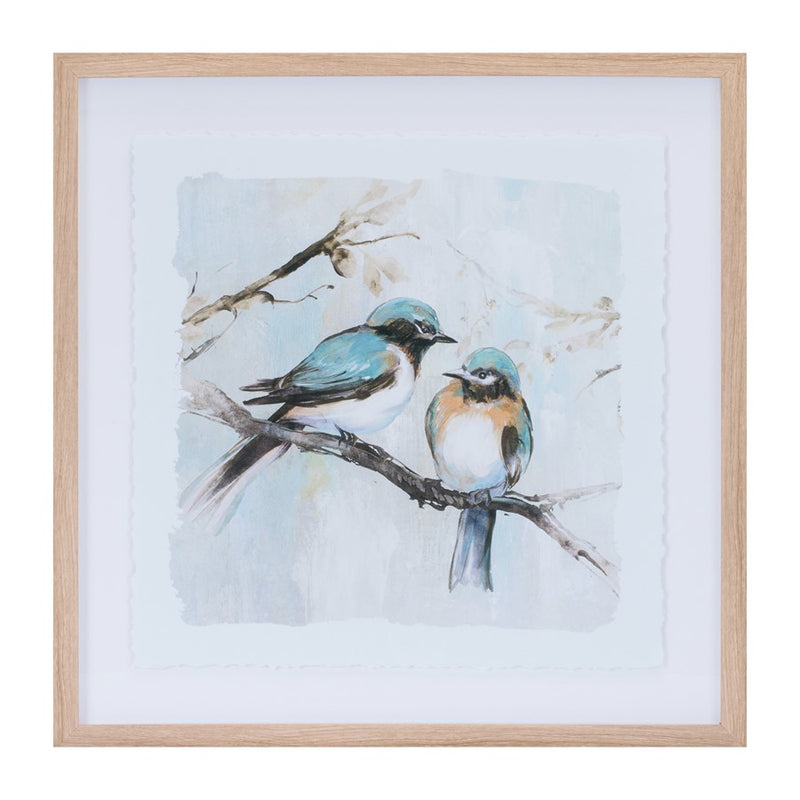 Melrose Framed Bird Couple Wall Print (Set of 2), Blue/White