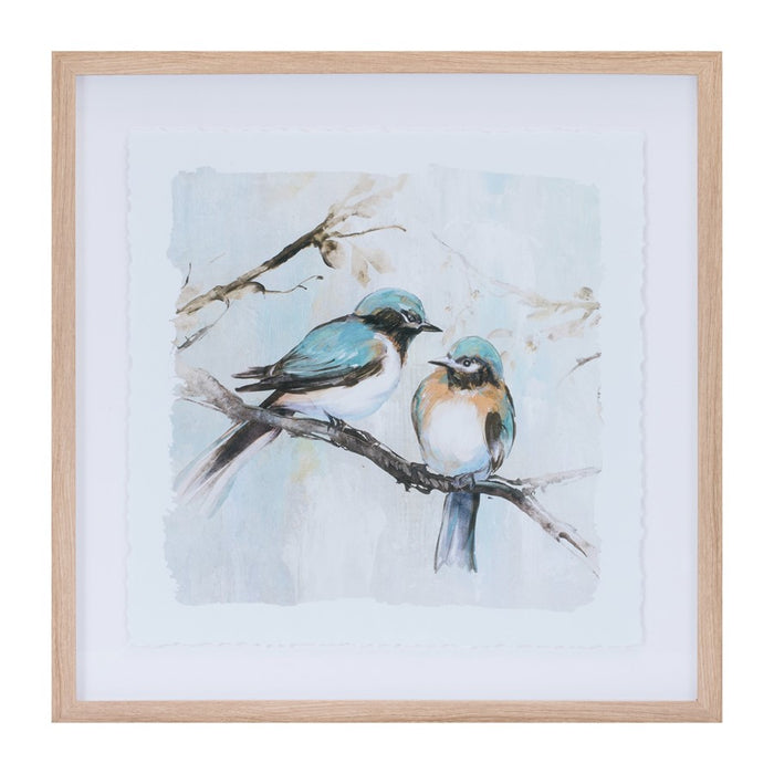 Melrose Framed Bird Couple Wall Print (Set of 2), Blue/White