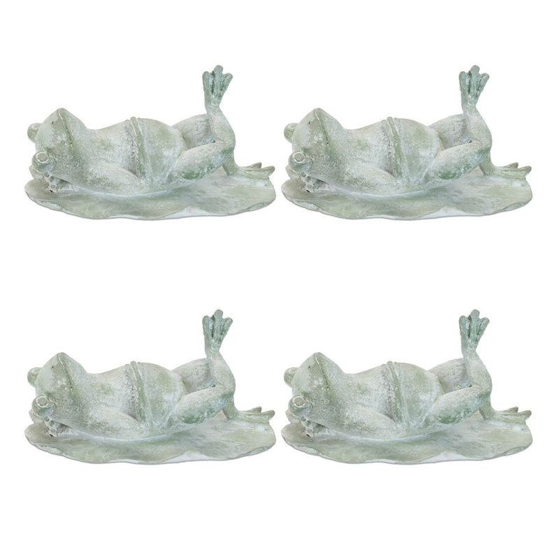 Melrose Laying Frog Figurine (Set of 4), Green