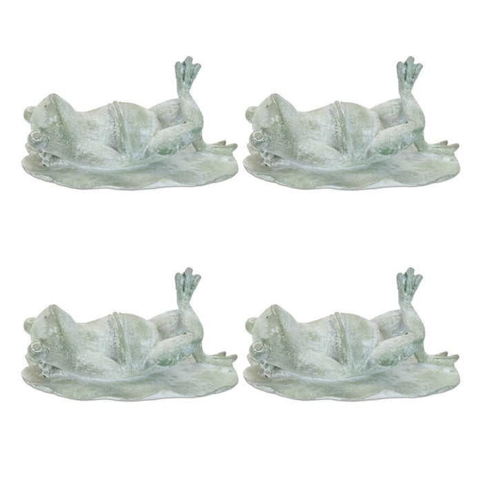 Melrose Laying Frog Figurine (Set of 4), Green