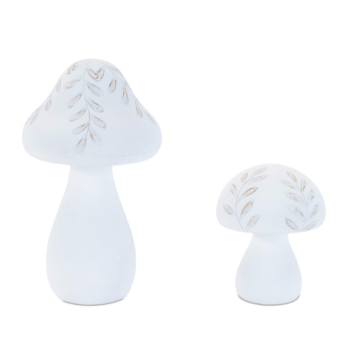 Melrose Etched Mushroom Decor (Set of 2), White - 96306DS
