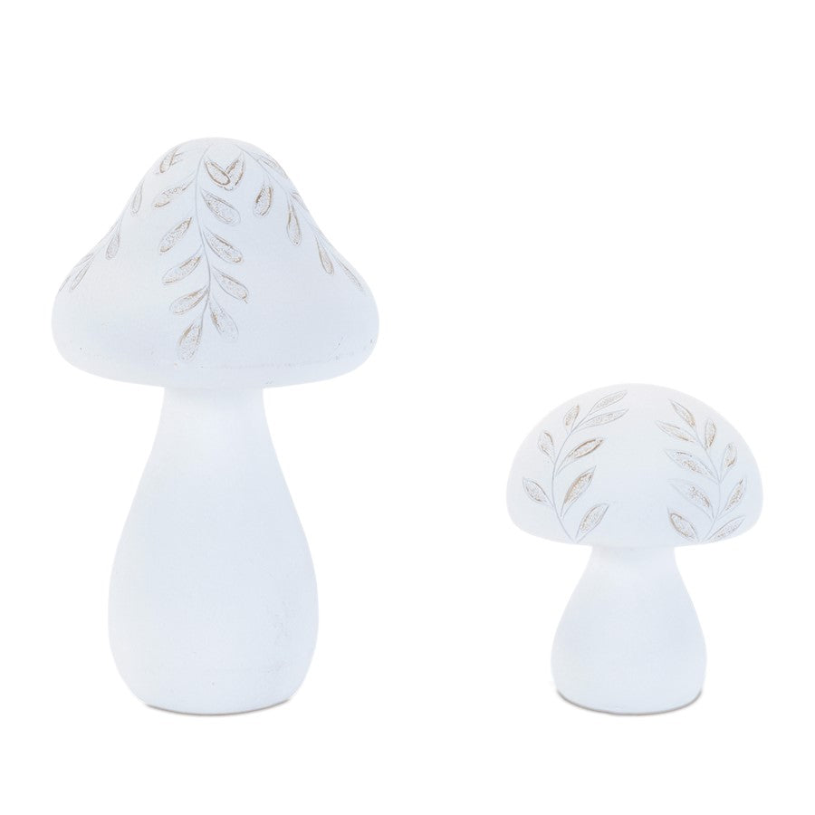 Melrose Etched Mushroom Decor (Set of 2), White - 96306DS