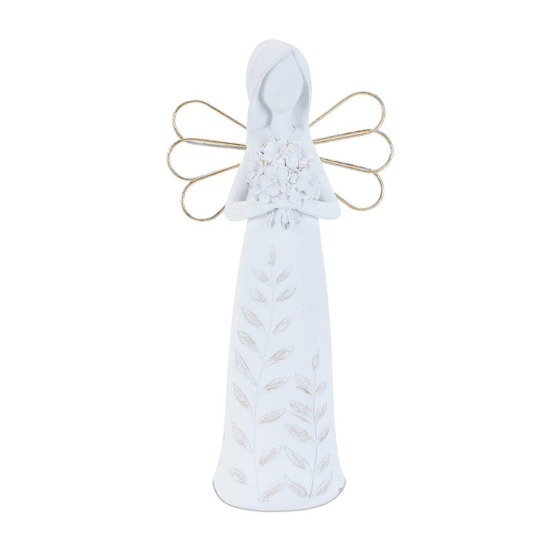 Melrose Etched Angel Figurine (Set of 4), White/Gold
