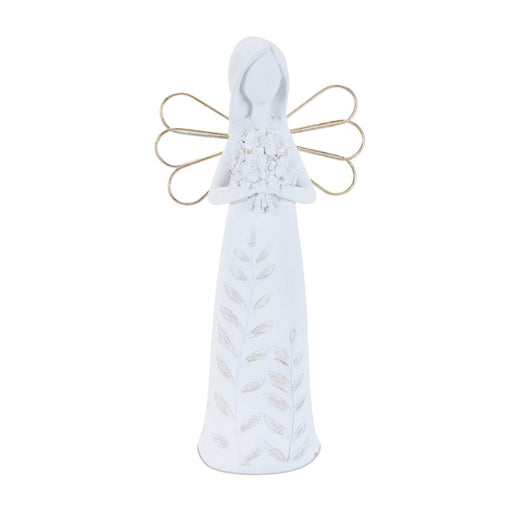 Melrose Etched Angel Figurine (Set of 4), White/Gold