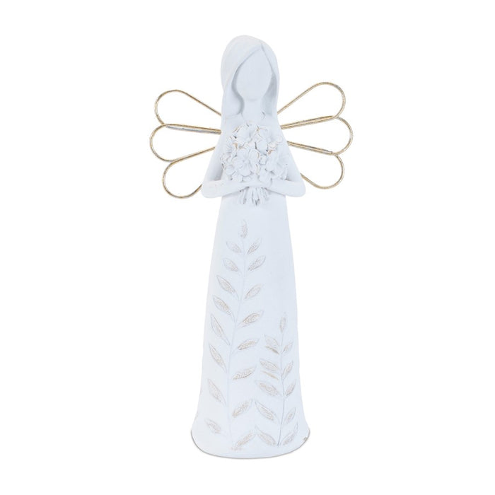 Melrose Etched Angel Figurine (Set of 4), White/Gold