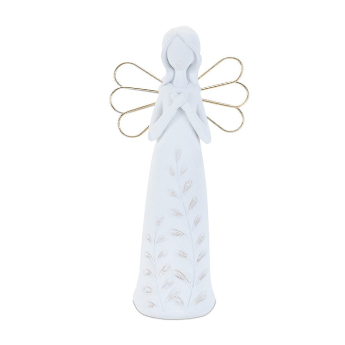 Melrose Etched Angel Figurine (Set of 4), White/Gold