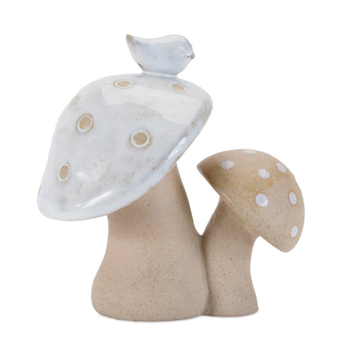 Melrose Porcelain Mushroom Decor (Set of 6), Beige/Gray