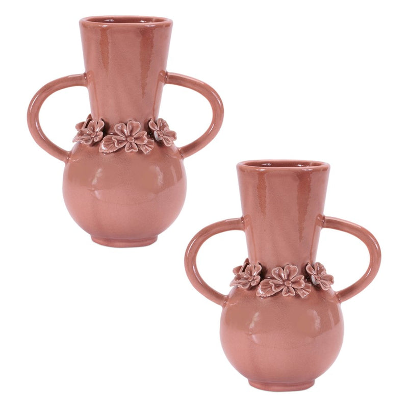 Melrose Storeware Vase 4.7"/Floral Accent (Set of 2), Pink