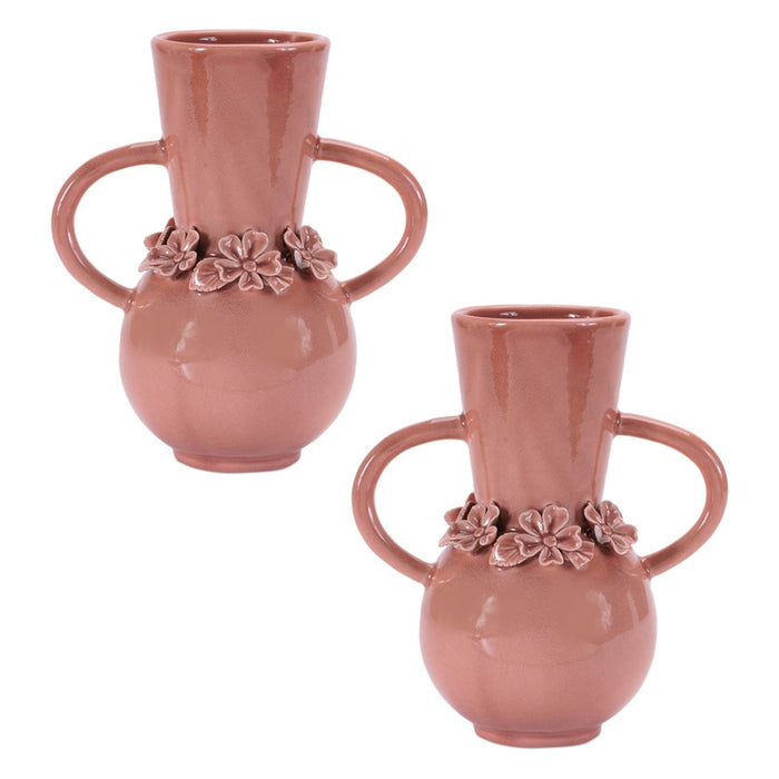 Melrose Storeware Vase 4.7"/Floral Accent (Set of 2), Pink