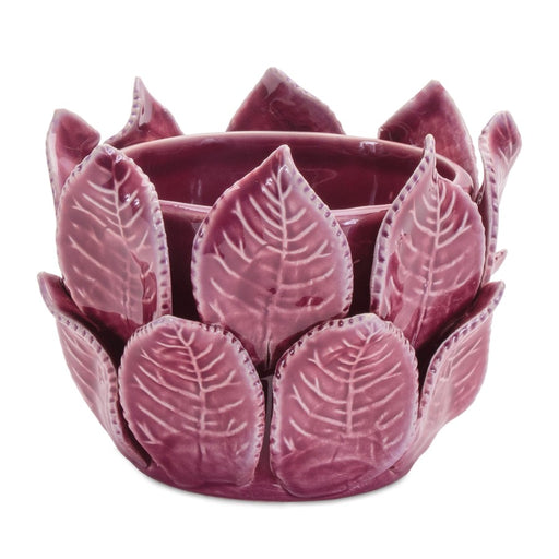 Melrose Storeware Bud Vase/Leaves Accent (Set of 2), Purple - 96367DS
