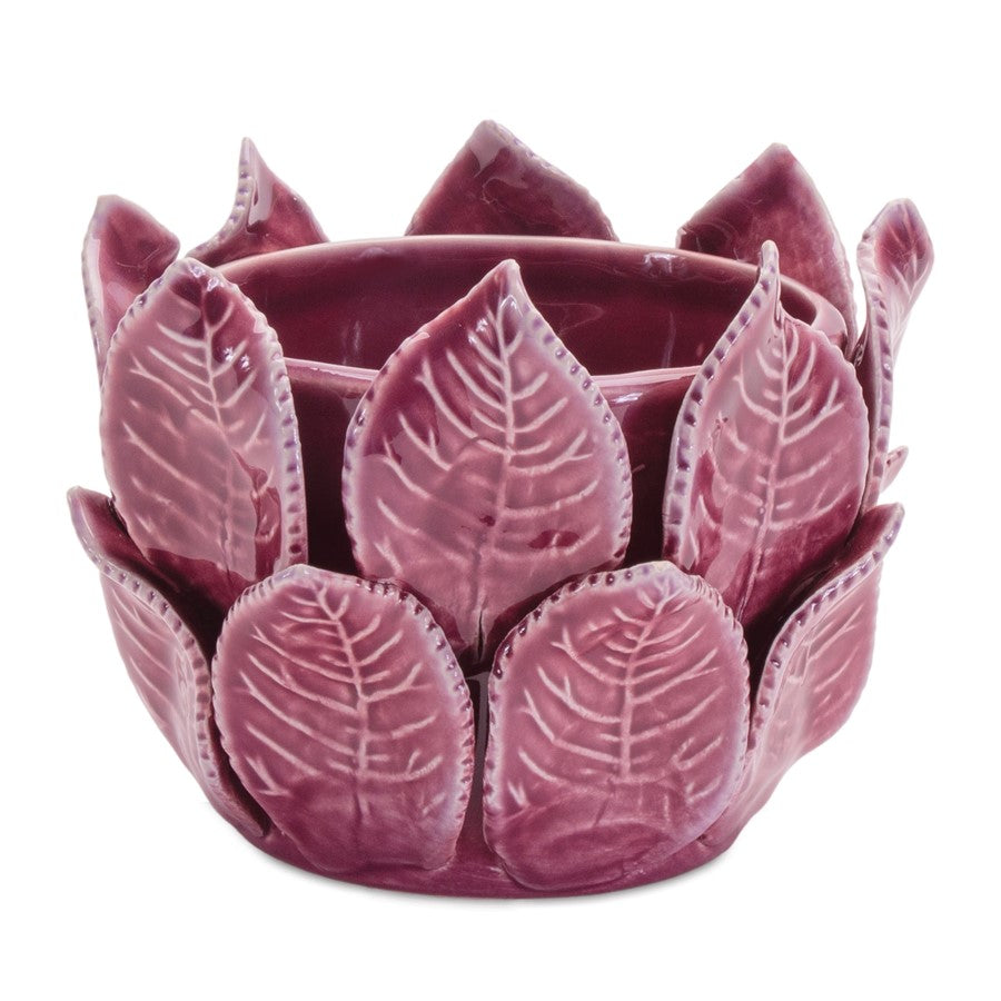 Melrose Storeware Bud Vase/Leaves Accent (Set of 2), Purple - 96367DS