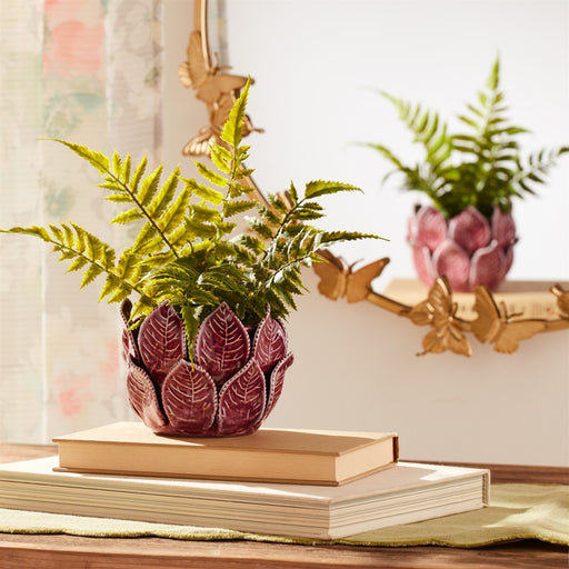 Melrose Storeware Bud Vase/Leaves Accent (Set of 2), Purple