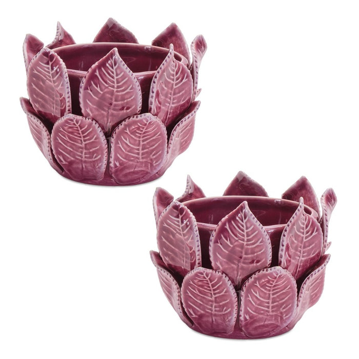 Melrose Storeware Bud Vase/Leaves Accent (Set of 2), Purple