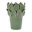 Melrose Stoneware Vase/Leaves Accent 7.5"H, Green - 96368DS