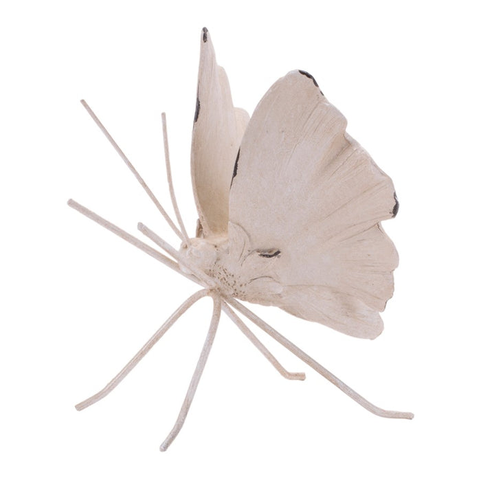 Melrose Flower Petal Butterfly Shelf Sitter (Set of 2), Beige