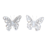 Melrose White Washed Floral Butterfly Decor (Set of 2), White/Beige - 96430DS