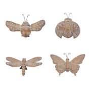 Melrose Floral Etched Insect Shelf Sitter (Set of 4), Brown - 96435DS
