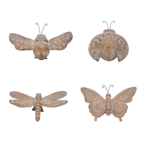 Melrose Floral Etched Insect Shelf Sitter (Set of 4), Brown - 96435DS