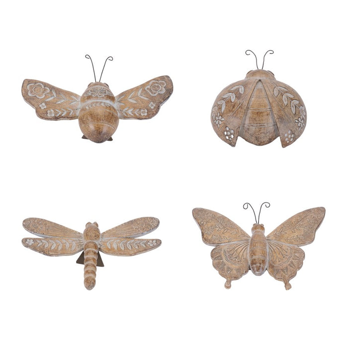 Melrose Floral Etched Insect Shelf Sitter (Set of 4), Brown - 96435DS