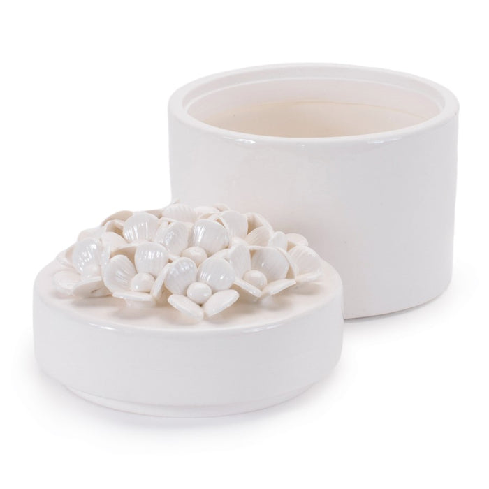 Melrose Stoneware Box/Floral Lid Accent (Set of 3), White