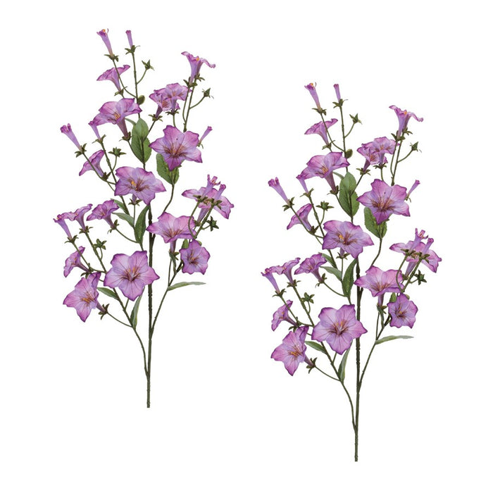 Melrose Morning Glory Floral Spray (Set of 2), Purple/Green