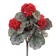 Melrose Geranium Floral Bush 11"/(Set of 2), Red/Green - 96538DS