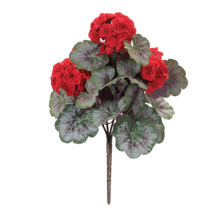 Melrose Geranium Floral Bush 11"/(Set of 2), Red/Green