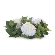 Melrose Hydrangea Candle Ring/Glass Hurricane (Set of 2), White/Green - 96557DS