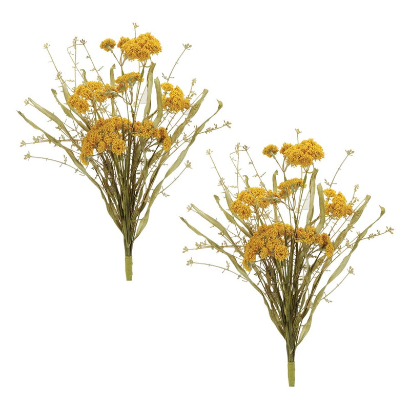 Melrose Heather Floral Bush (Set of 2), Yellow/Green