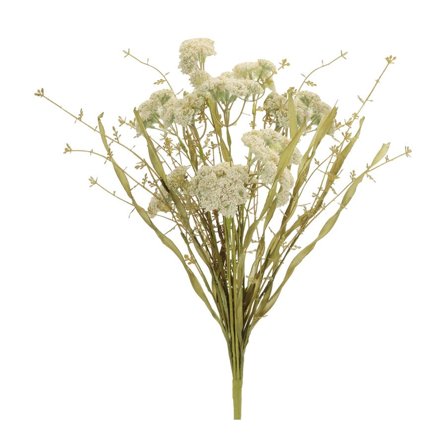 Melrose Heather Floral Bush (Set of 2), White/Green - 96656DS