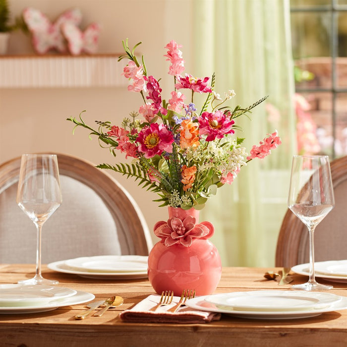 Melrose Mixed Daisy Floral Bush (Set of 2), Pink/Green