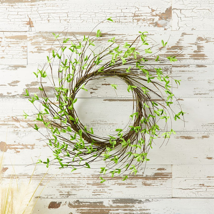 Melrose Mini Leaf Twig Wreath 22"D, Green