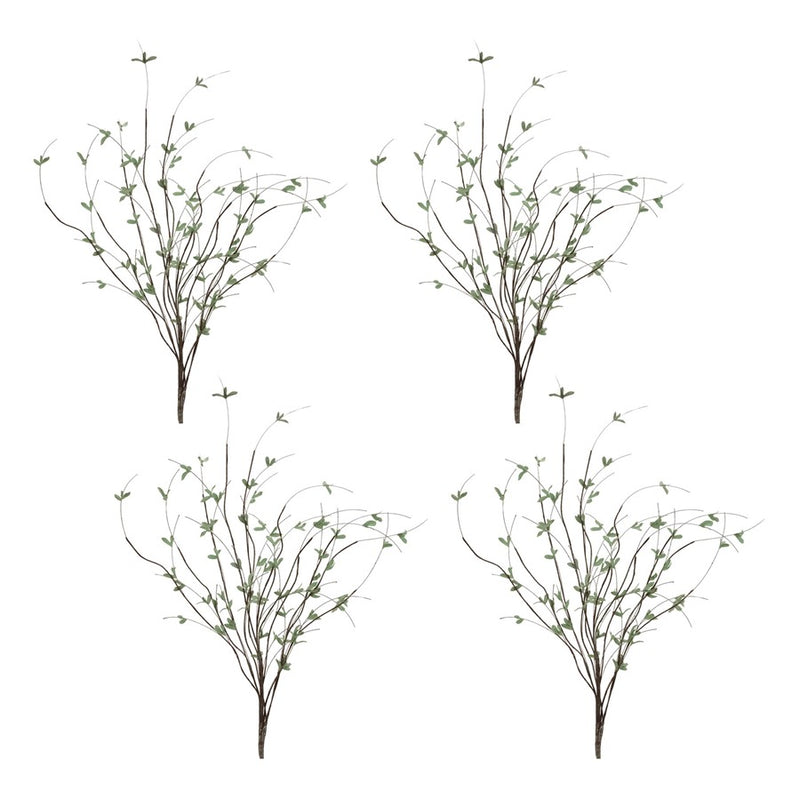 Melrose Mini Leaf Twig Branch (Set of 4), Green