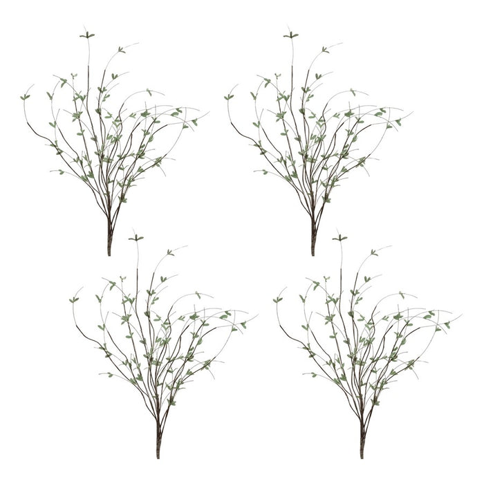 Melrose Mini Leaf Twig Branch (Set of 4), Green
