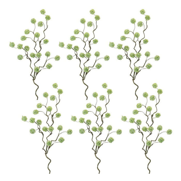 Melrose Snowball Floral Branch (Set of 6), Green