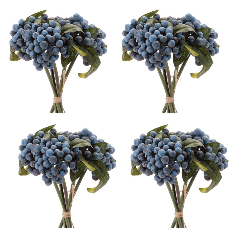 Melrose Berry Stem Bundle (Set of 4), Blue/Green
