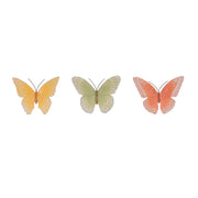 Melrose Colorful Butterfly Decor (Set of 3), Yellow/Green/Pink - 96746DS