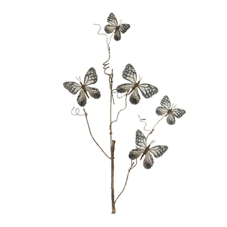 Melrose Butterfly Twig Spray (Set of 4), Blue/White - 96807DS