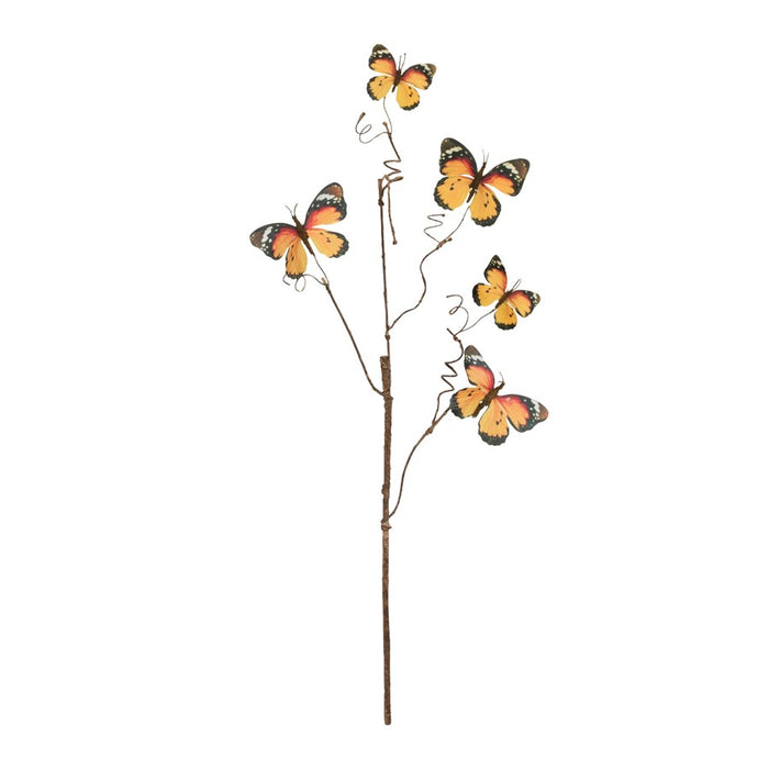 Melrose Butterfly Twig Spray (Set of 4), Orange/Black