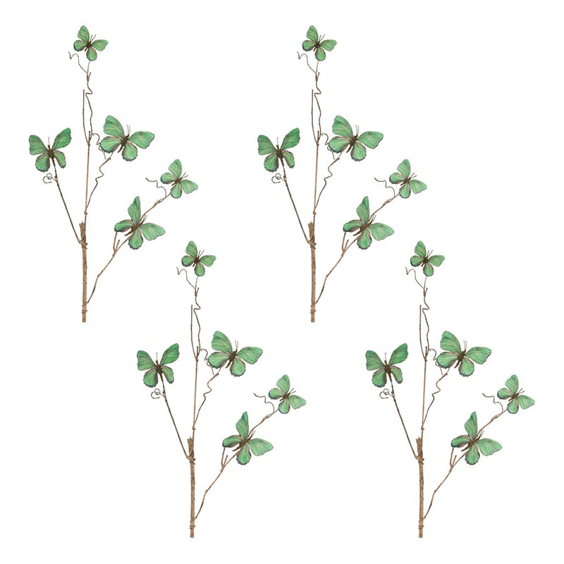 Melrose Butterfly Twig Spray (Set of 4), Green