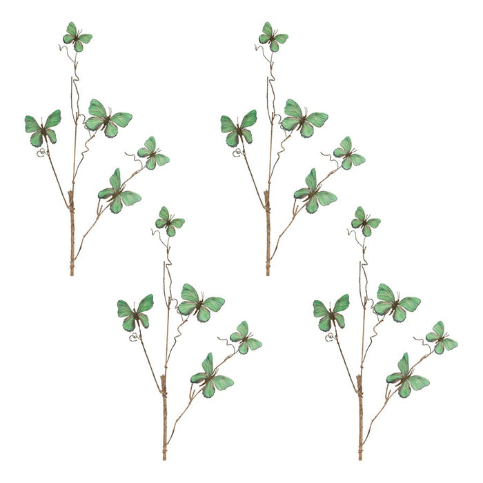 Melrose Butterfly Twig Spray (Set of 4), Green