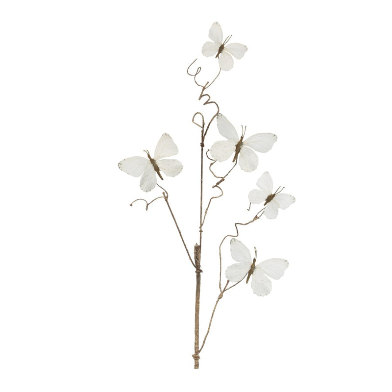 Melrose Butterfly Twig Spray (Set of 4), White - 96810DS