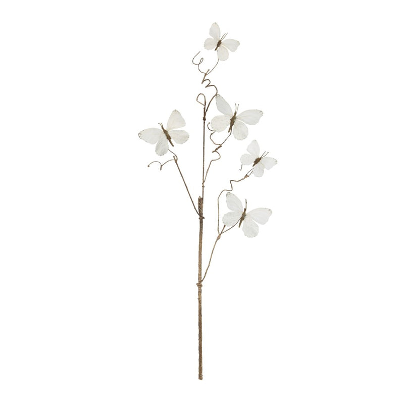Melrose Butterfly Twig Spray (Set of 4), White