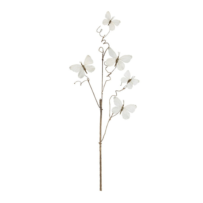 Melrose Butterfly Twig Spray (Set of 4), White