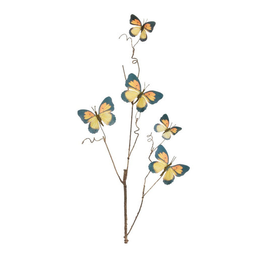 Melrose Butterfly Twig Spray (Set of 4), Yellow/Blue - 96811DS