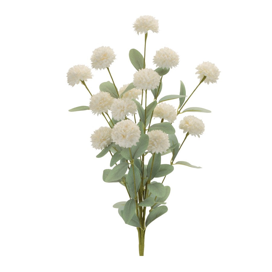 Melrose Mini Mum Floral Bush (Set of 4), White/Green - 96822DS