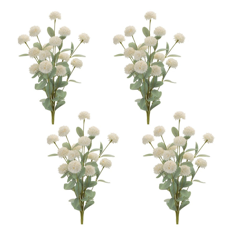 Melrose Mini Mum Floral Bush (Set of 4), White/Green